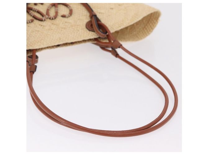 Sac Cabas LOEWE Anagram Raffia Beige Brown Auth ka6529V Marron - vue 8