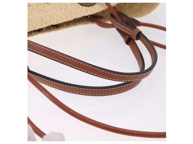 Sac Cabas LOEWE Anagram Raffia Beige Brown Auth ka6529V Marron - vue 9