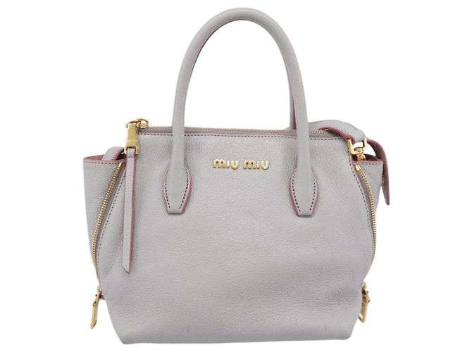 Borsa a mano Miu Miu Madras in pelle 2way Grigio Oro Auth am12683V Marrone D'oro - vista 13