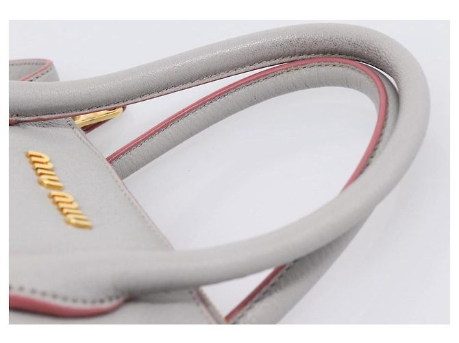 Borsa a mano Miu Miu Madras in pelle 2way Grigio Oro Auth am12683V Marrone D'oro - vista 14