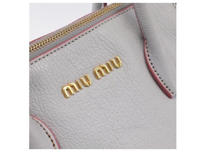 Borsa a mano Miu Miu Madras in pelle 2way Grigio Oro Auth am12683V Marrone D'oro - vista 22