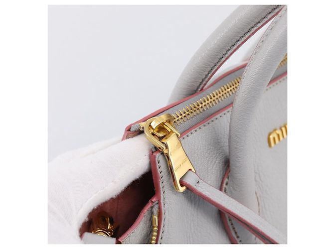 Borsa a mano Miu Miu Madras in pelle 2way Grigio Oro Auth am12683V Marrone D'oro - vista 23