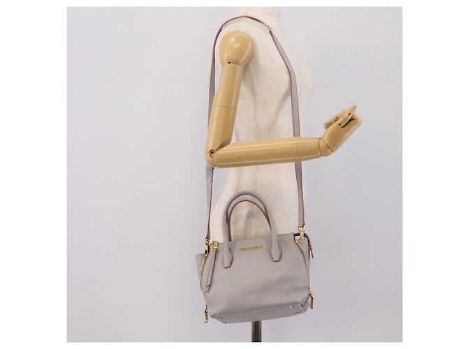 Borsa a mano Miu Miu Madras in pelle 2way Grigio Oro Auth am12683V Marrone D'oro - vista 29