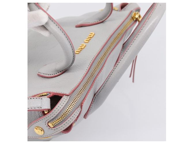 Borsa a mano Miu Miu Madras in pelle 2way Grigio Oro Auth am12683V Marrone D'oro - vista 6