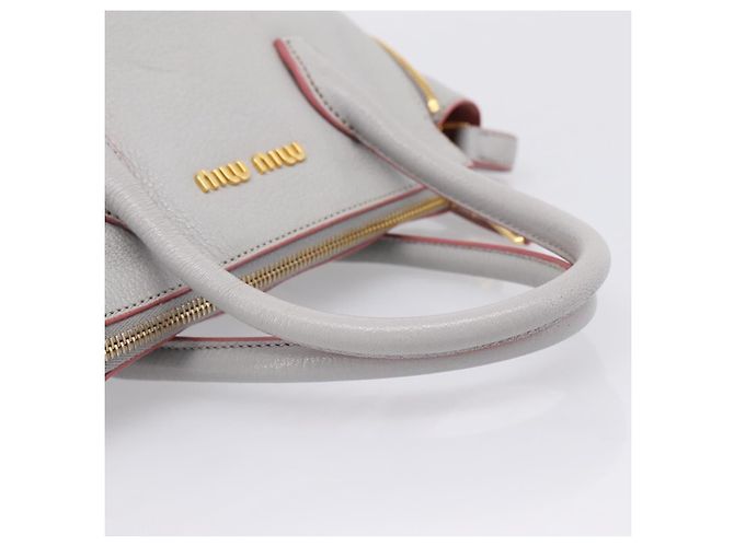Borsa a mano Miu Miu Madras in pelle 2way Grigio Oro Auth am12683V Marrone D'oro - vista 7