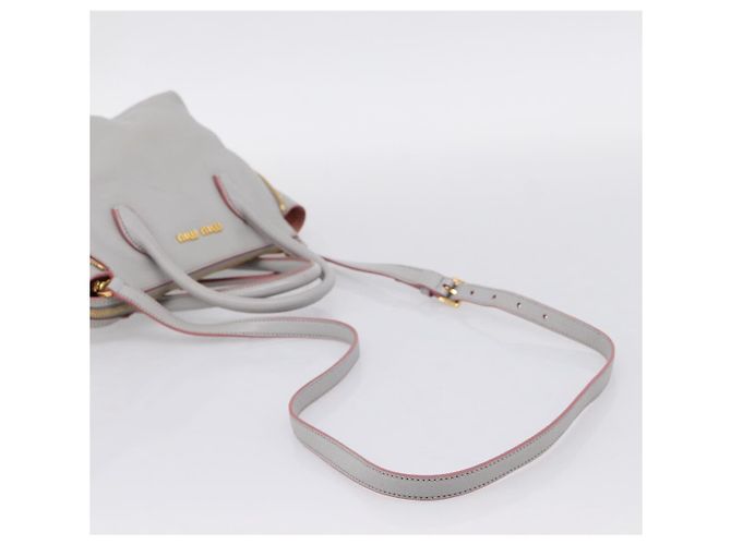 Borsa a mano Miu Miu Madras in pelle 2way Grigio Oro Auth am12683V Marrone D'oro - vista 8