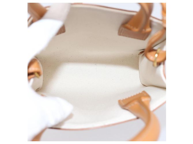 Céline CELINE Mini Vertical Cabas Handtasche Canvas 2way White Gold Auth BA15762M Weiß Golden - Ansicht 10