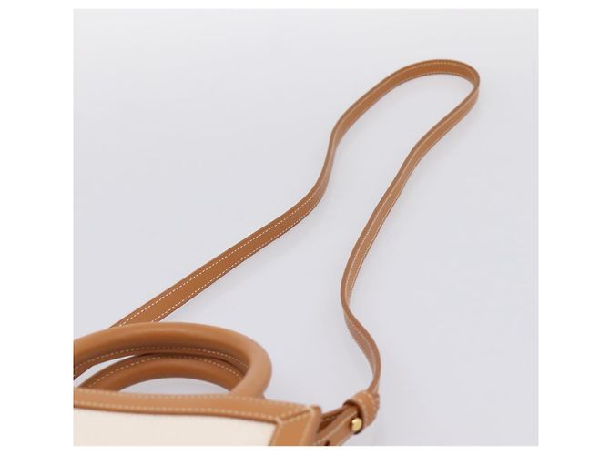 Céline CELINE Mini Vertical Cabas Handtasche Canvas 2way White Gold Auth BA15762M Weiß Golden - Ansicht 15