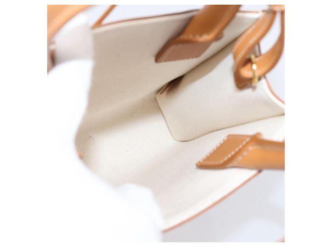 Céline CELINE Mini Vertical Cabas Handtasche Canvas 2way White Gold Auth BA15762M Weiß Golden - Ansicht 20
