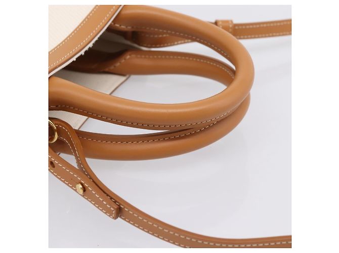 Céline CELINE Mini Vertical Cabas Handtasche Canvas 2way White Gold Auth BA15762M Weiß Golden - Ansicht 7