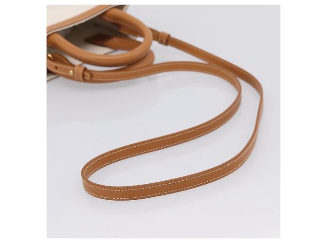 Céline CELINE Mini Vertical Cabas Handtasche Canvas 2way White Gold Auth BA15762M Weiß Golden - Ansicht 8
