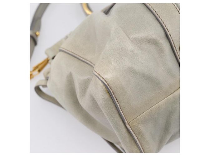 Miu Miu Handtasche Leder 2way Grau Gold Authentisch 167739M Braun Golden - Ansicht 17