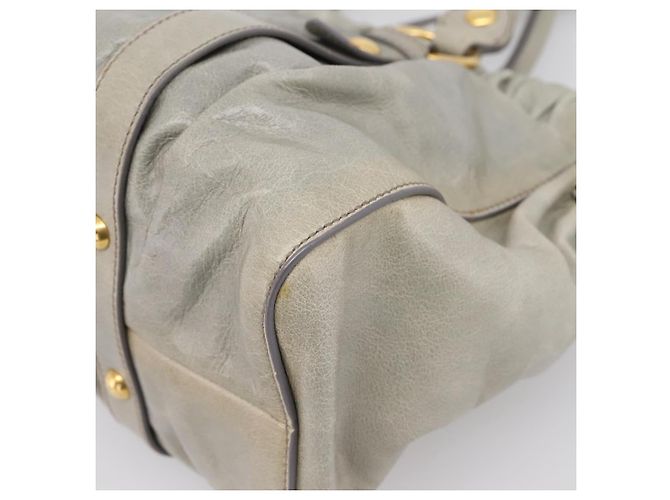 Miu Miu Handtasche Leder 2way Grau Gold Authentisch 167739M Braun Golden - Ansicht 18