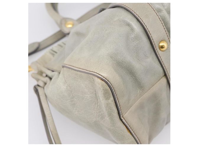 Miu Miu Handtasche Leder 2way Grau Gold Authentisch 167739M Braun Golden - Ansicht 19