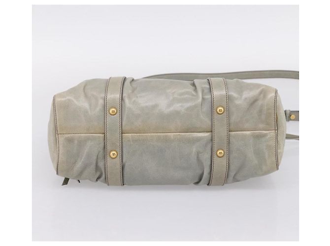 Miu Miu Handtasche Leder 2way Grau Gold Authentisch 167739M Braun Golden - Ansicht 5