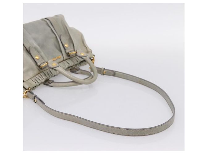 Miu Miu Handtasche Leder 2way Grau Gold Authentisch 167739M Braun Golden - Ansicht 9