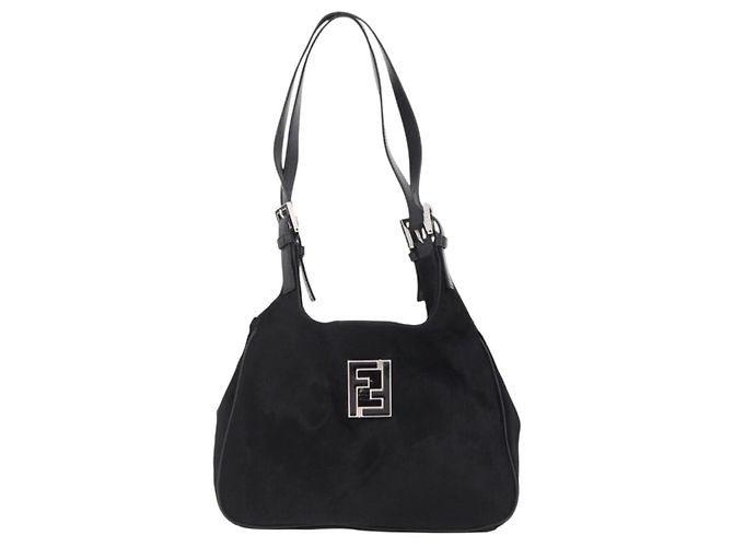 Borsa Tote FENDI Harako Leather Black Silver Auth 206741V Nero Argento - vista 13