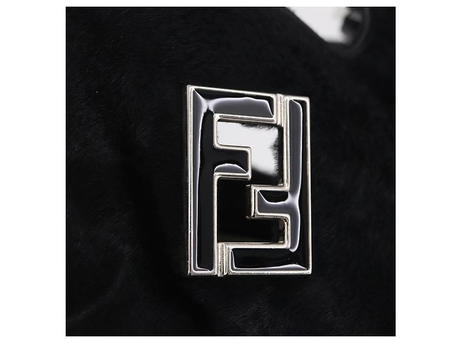 Borsa Tote FENDI Harako Leather Black Silver Auth 206741V Nero Argento - vista 22