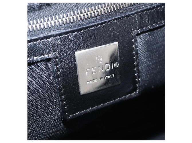 Borsa Tote FENDI Harako Leather Black Silver Auth 206741V Nero Argento - vista 23