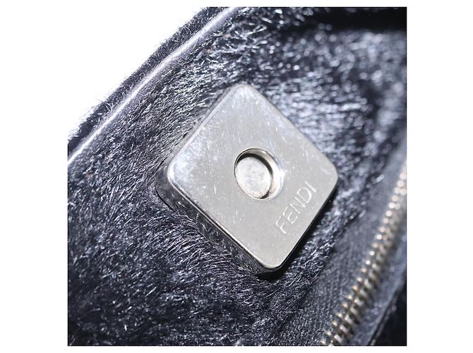 Borsa Tote FENDI Harako Leather Black Silver Auth 206741V Nero Argento - vista 24