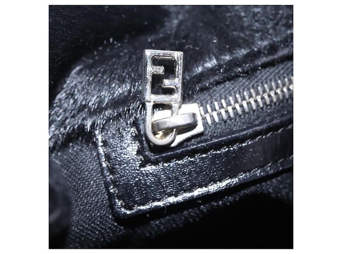 Borsa Tote FENDI Harako Leather Black Silver Auth 206741V Nero Argento - vista 27