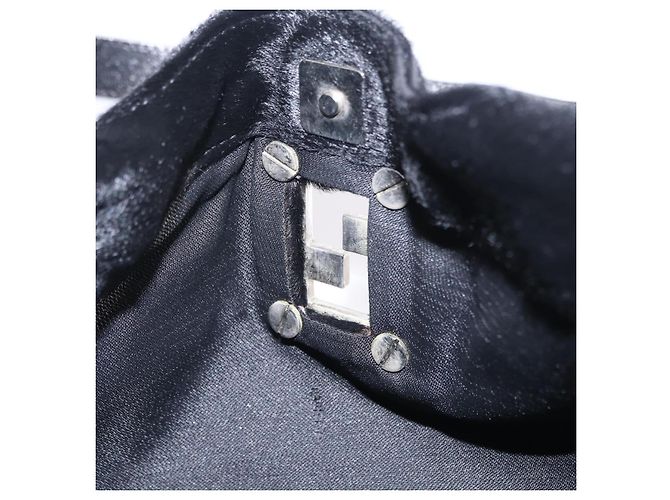 Borsa Tote FENDI Harako Leather Black Silver Auth 206741V Nero Argento - vista 9