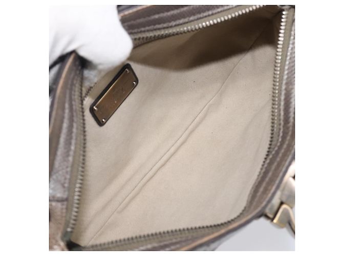 Borsa Salvatore Ferragamo Gancini effetto coccodrillo Silver Gold Auth 205427A Argento D'oro - vista 11