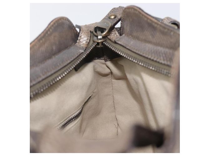 Borsa Salvatore Ferragamo Gancini effetto coccodrillo Silver Gold Auth 205427A Argento D'oro - vista 21