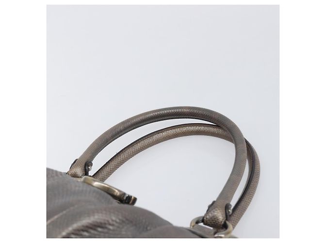 Borsa Salvatore Ferragamo Gancini effetto coccodrillo Silver Gold Auth 205427A Argento D'oro - vista 8