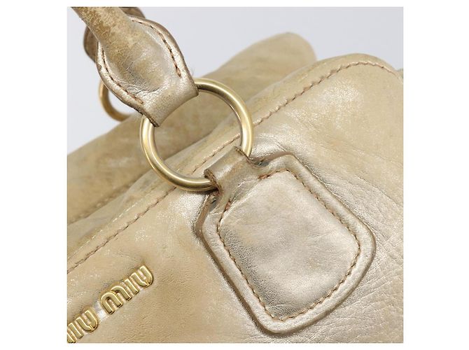 Borsa a mano Miu Miu in pelle oro autentica 205996 D'oro - vista 19