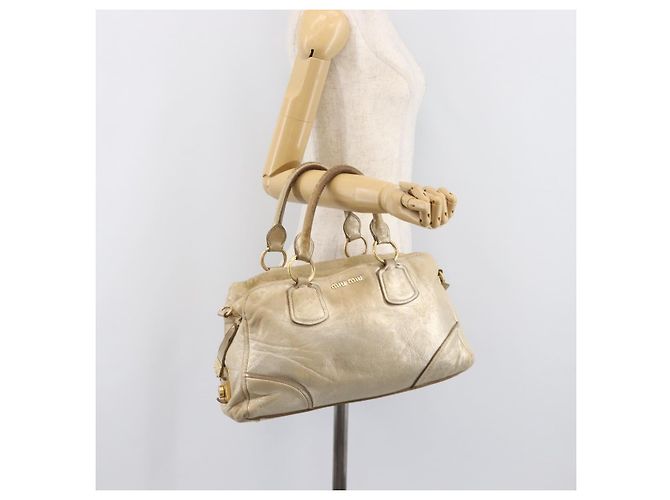Borsa a mano Miu Miu in pelle oro autentica 205996 D'oro - vista 29