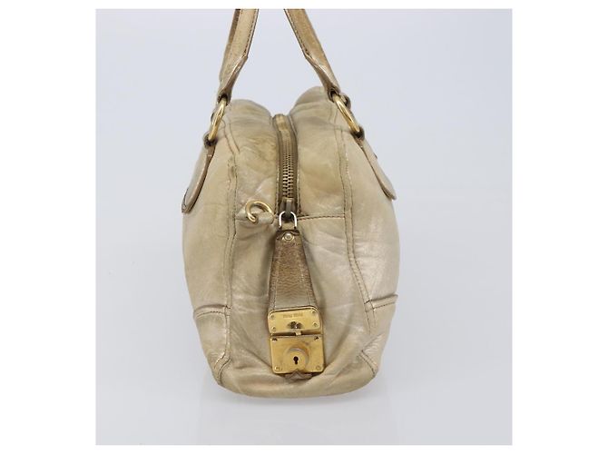 Borsa a mano Miu Miu in pelle oro autentica 205996 D'oro - vista 3