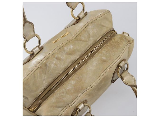 Borsa a mano Miu Miu in pelle oro autentica 205996 D'oro - vista 6