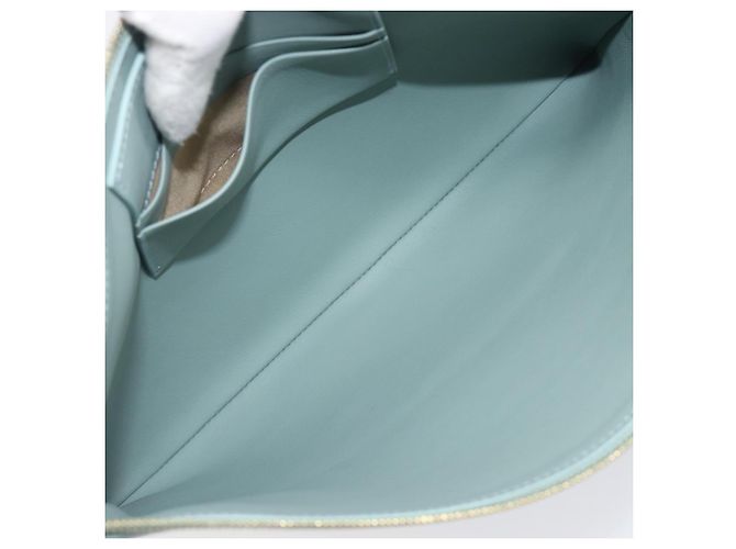 Céline Borsa a pochette CELINE in pelle Verde Oro Auth 205304A D'oro - vista 10