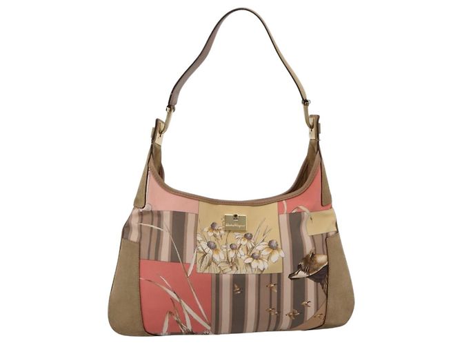 Borsa Tote Salvatore Ferragamo Canvas Beige Gold Auth ar14322 D'oro - vista 13