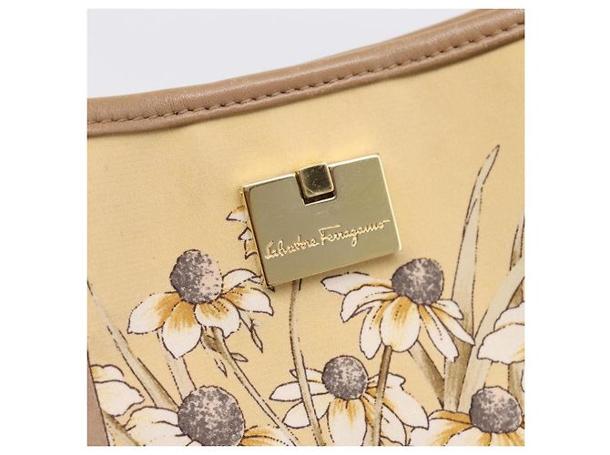 Borsa Tote Salvatore Ferragamo Canvas Beige Gold Auth ar14322 D'oro - vista 17