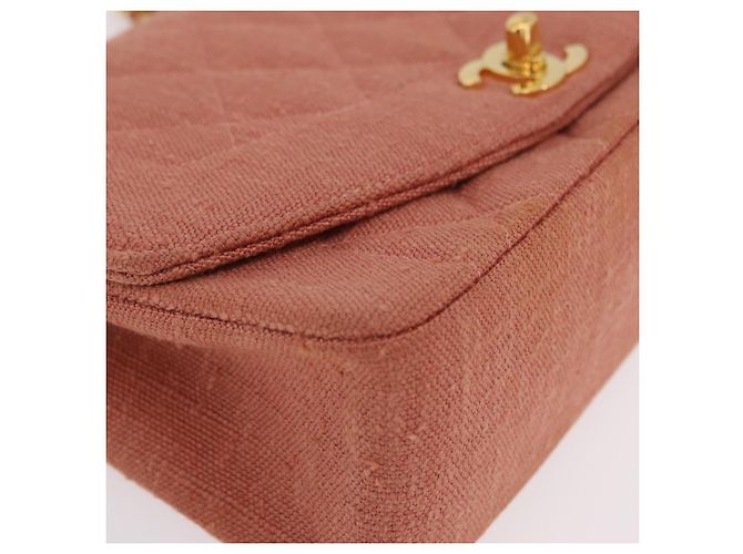 Borsa a catena con patta CHANEL Matelasse Diana Canvas Orange Gold CC Auth BA15758SAV D'oro Arancione - vista 15