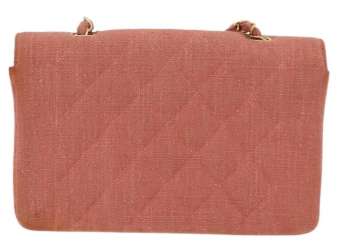 Borsa a catena con patta CHANEL Matelasse Diana Canvas Orange Gold CC Auth BA15758SAV D'oro Arancione - vista 2
