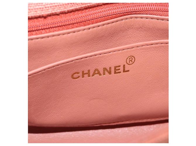 Borsa a catena con patta CHANEL Matelasse Diana Canvas Orange Gold CC Auth BA15758SAV D'oro Arancione - vista 24