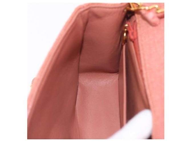 Borsa a catena con patta CHANEL Matelasse Diana Canvas Orange Gold CC Auth BA15758SAV D'oro Arancione - vista 26