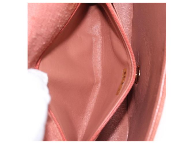 Borsa a catena con patta CHANEL Matelasse Diana Canvas Orange Gold CC Auth BA15758SAV D'oro Arancione - vista 28