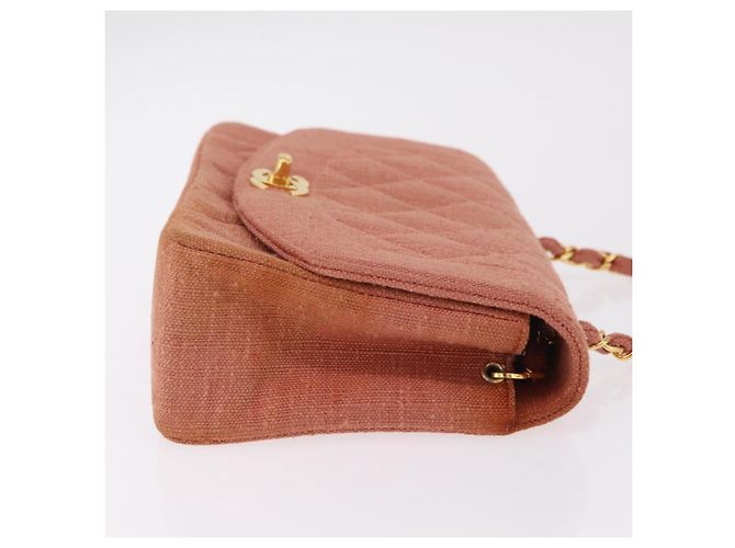 Borsa a catena con patta CHANEL Matelasse Diana Canvas Orange Gold CC Auth BA15758SAV D'oro Arancione - vista 4