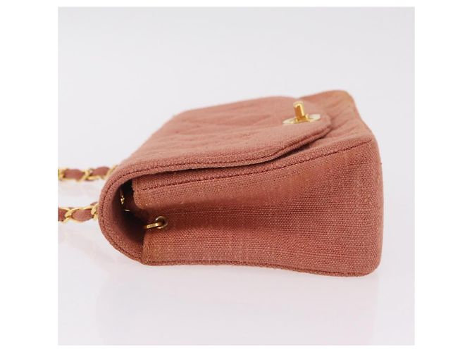 Borsa a catena con patta CHANEL Matelasse Diana Canvas Orange Gold CC Auth BA15758SAV D'oro Arancione - vista 5