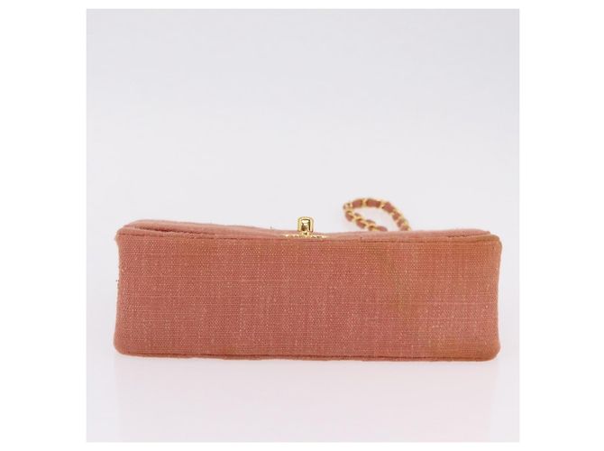 Borsa a catena con patta CHANEL Matelasse Diana Canvas Orange Gold CC Auth BA15758SAV D'oro Arancione - vista 6