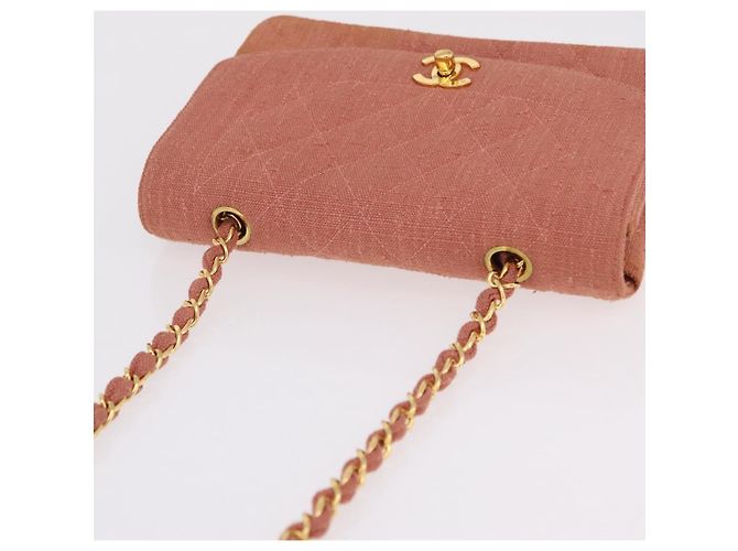 Borsa a catena con patta CHANEL Matelasse Diana Canvas Orange Gold CC Auth BA15758SAV D'oro Arancione - vista 8