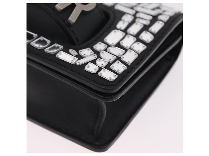 Borsa a tracolla con catena Christian Dior J'adior in pelle nera e argento Auth ka6468SAM Nero - vista 11