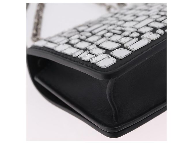 Borsa a tracolla con catena Christian Dior J'adior in pelle nera e argento Auth ka6468SAM Nero - vista 12