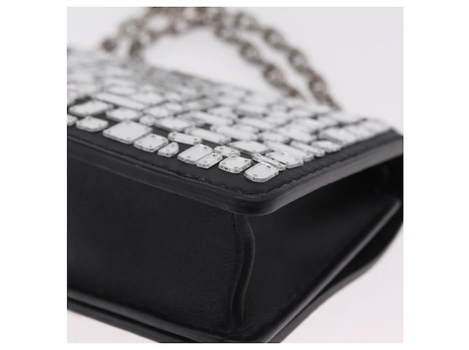 Borsa a tracolla con catena Christian Dior J'adior in pelle nera e argento Auth ka6468SAM Nero - vista 13