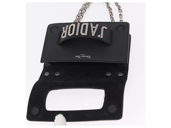 Borsa a tracolla con catena Christian Dior J'adior in pelle nera e argento Auth ka6468SAM Nero - vista 15