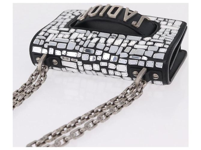 Borsa a tracolla con catena Christian Dior J'adior in pelle nera e argento Auth ka6468SAM Nero - vista 6